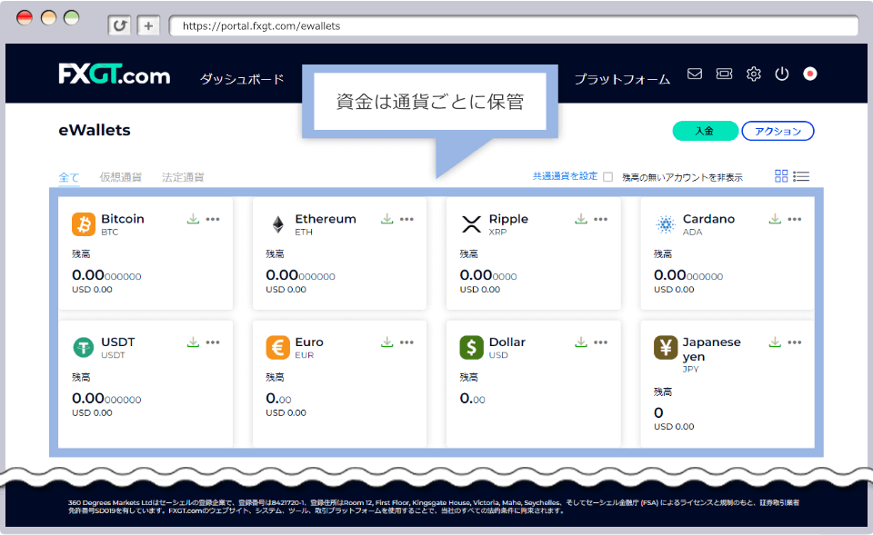 お客様専用のeWalletで安全に資金保管