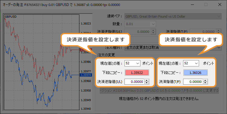 MT4 決済指値