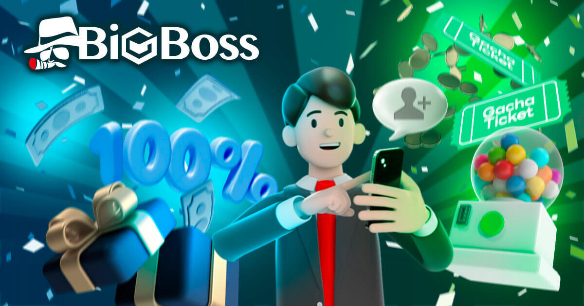 BigBossの公式LINE連携で100%入金ボーナス+最大2,000ドルガチャチケットをGET